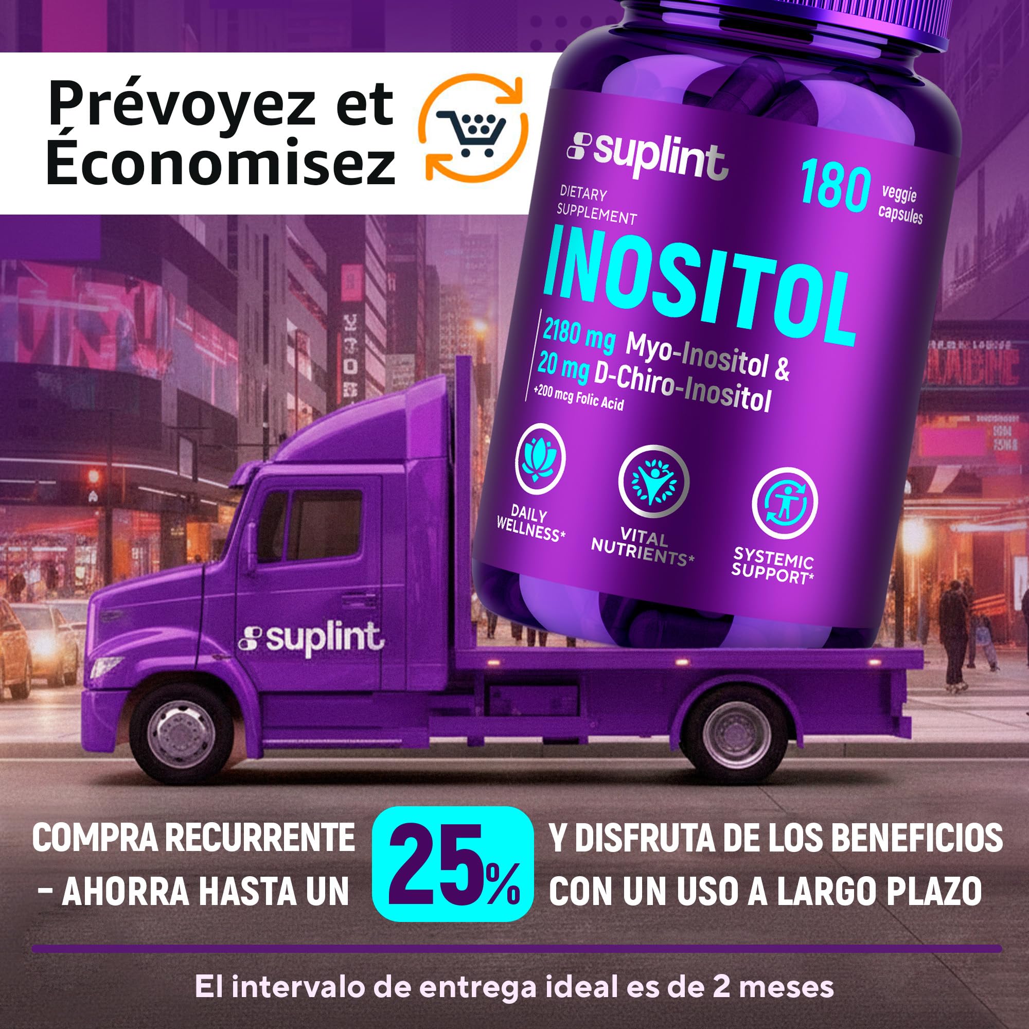 Inositol Myo & D-Chiro (Cápsulas) con Ácido Fólico – 2200 mg por Porción – Apoyo al Ciclo y Equilibrio Hormonal – 180 Cápsulas Veganas – Alta Biodisponibilidad – Suplemento Certificado GMP