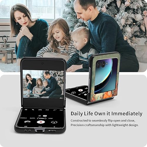 Vista 94 de Funda para Motorola Moto Razr Plus 2023 con protección de pantalla, cubierta trasera de policarbonato duro delgada y ultrafina con patrón de estante