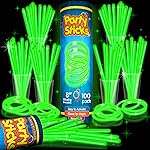 PartySticks Green Glow Sticks - 100pk, 8 Inch Glow in the Dark Light Up Sticks and Connectors for Party Favors, Decorations, Necklaces and Bracelets