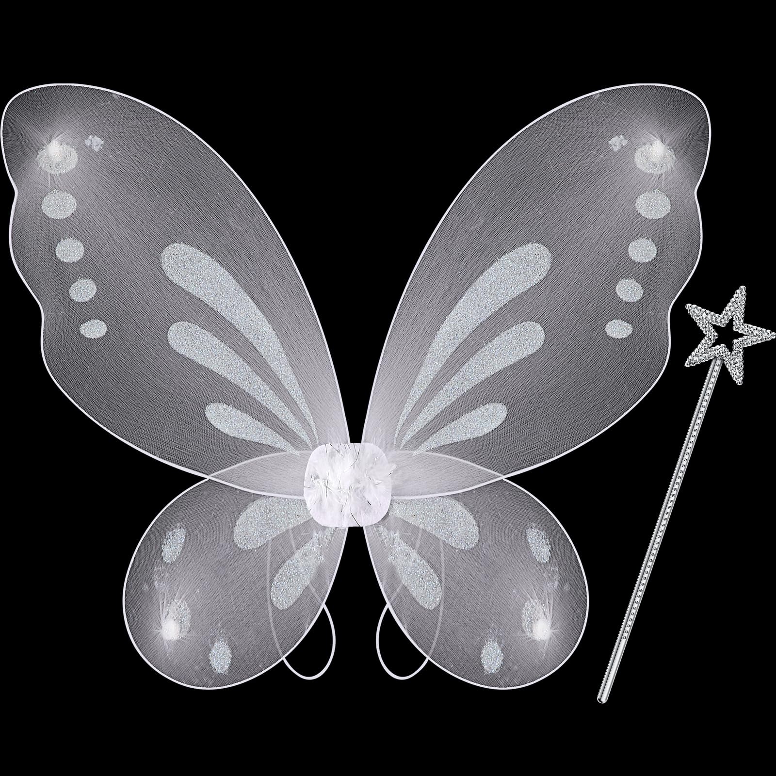 Fairy Princess Butterfly Wings Girls Kids Butterfly Costumes Set Star Wands Adults Christmas Birthday Party