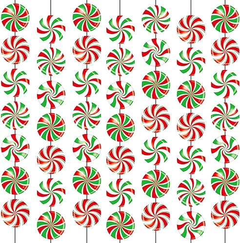 Miniatura 1 de Paquete de 12 decoraciones de fiesta temática de Navidad, dulces de Navidad colgantes, remolinos de menta, dulces, recortes de papel, techo de