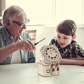 ROKR 3D Wooden Puzzle Password Box Model Kits for Adults and Teens to Build Combination Lock Mechanism Christmas/Birthday