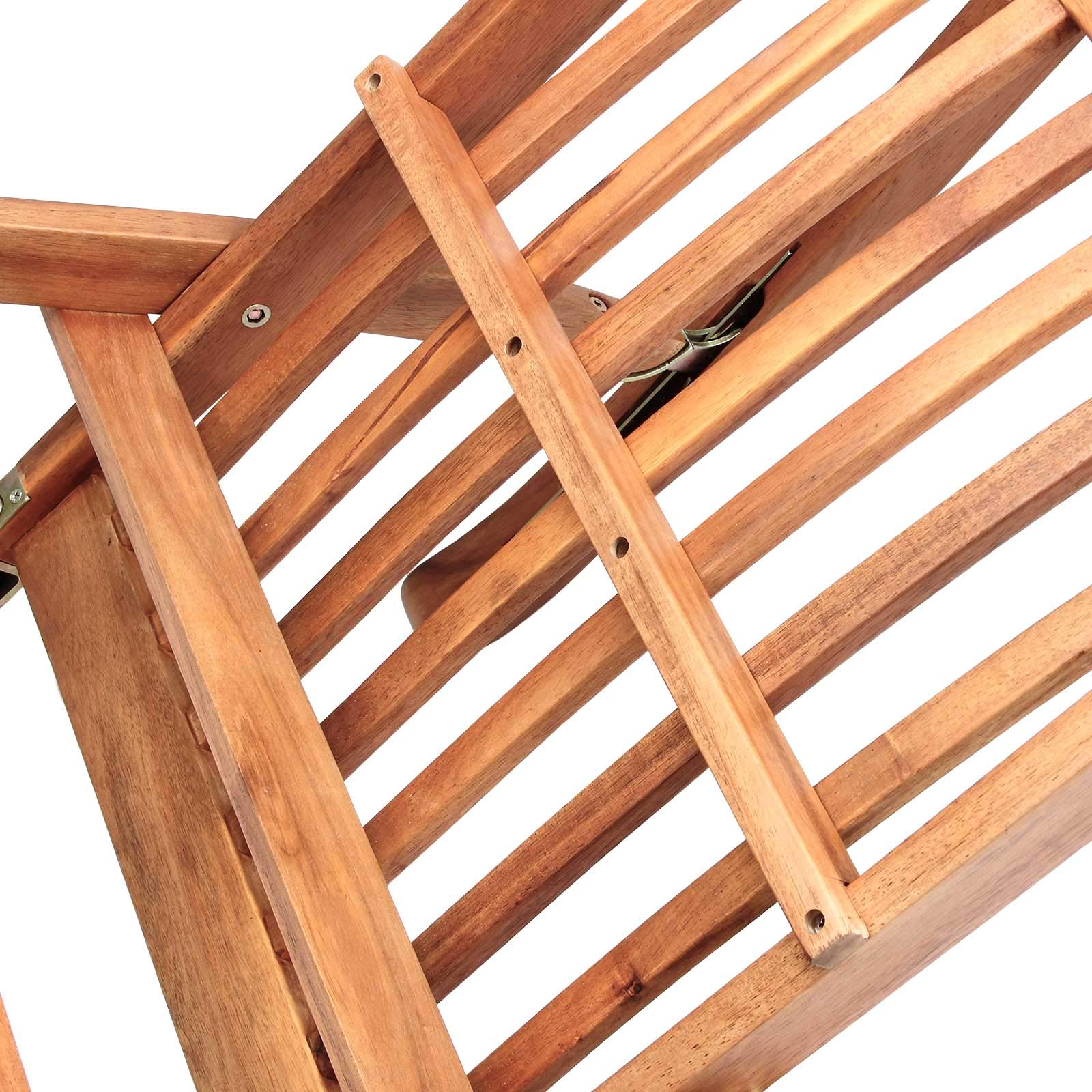 CASARIA® Tumbona Plegable Madera 2uds 160kg Carga Certificado FSC® Resistente Intemperie Reposapiés Extraíble Respaldo Reclinable