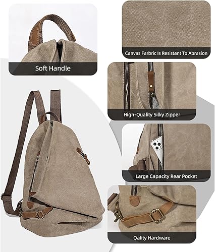 Miniatura 3 de Mochila vintage de lona  Mochila casual grande de viaje al aire libre, mochilas de senderismo para hombres y mujeres, 6882-caqui-n, Ciclismo