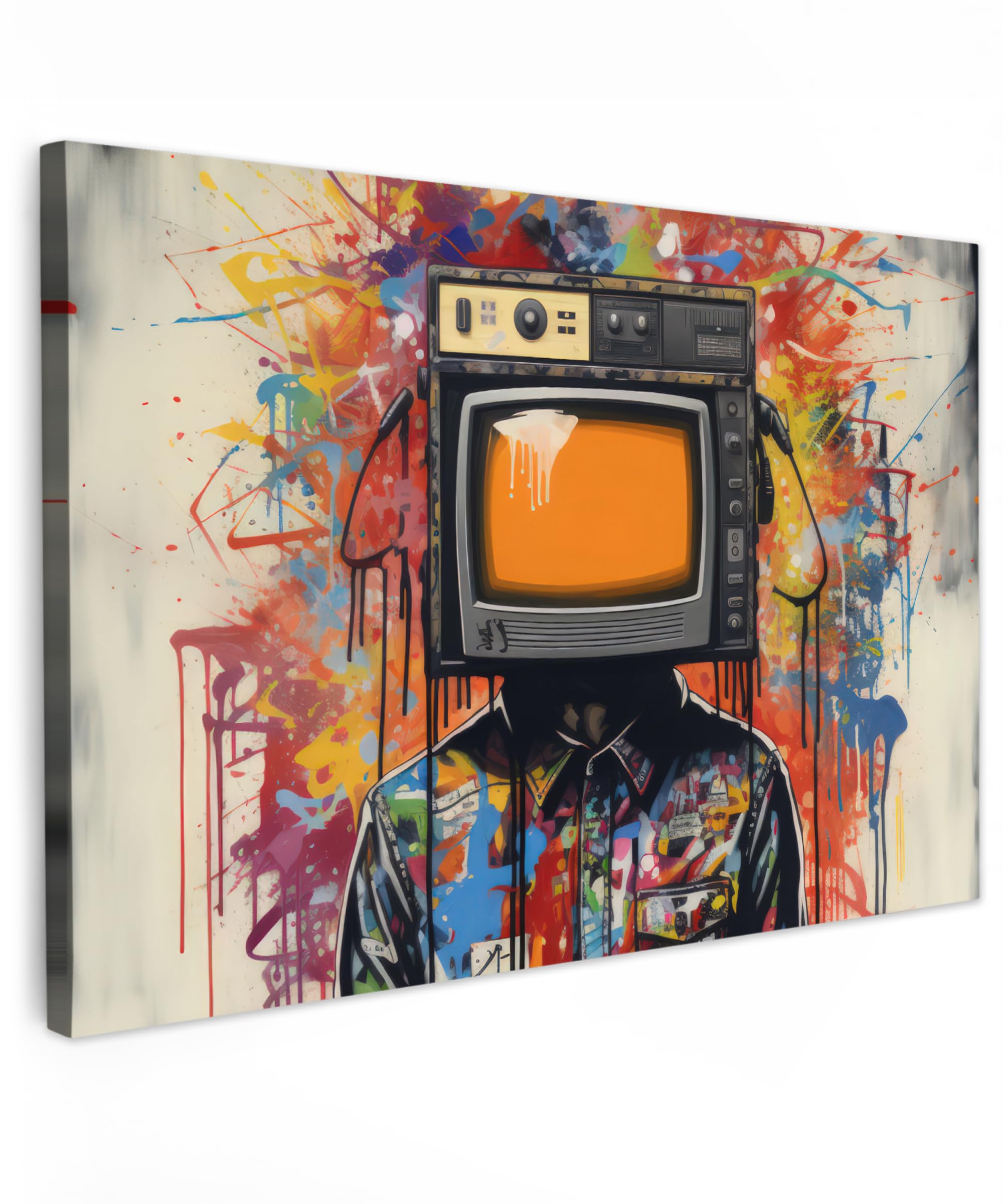 MuchoWow© Cuadros Decoracion Salon Modernos 120x80 cm Lienzos de Fotos Pared Wall Art Lienzo Decoração Cuadro de salones Televisión - Graffiti - Hombre - Colores