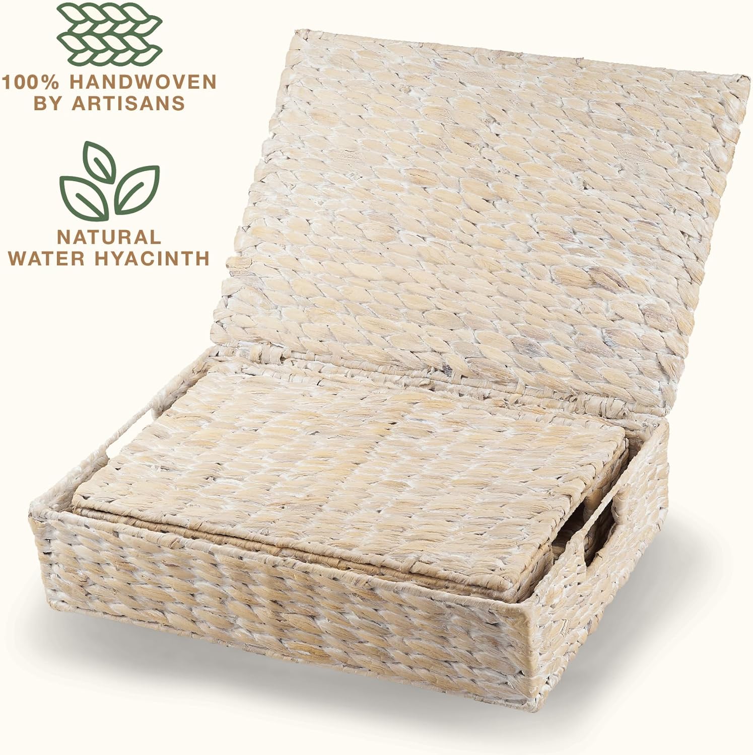 Set of 2 Decorative Storage Boxes With Lids for Home Decor, Shelves