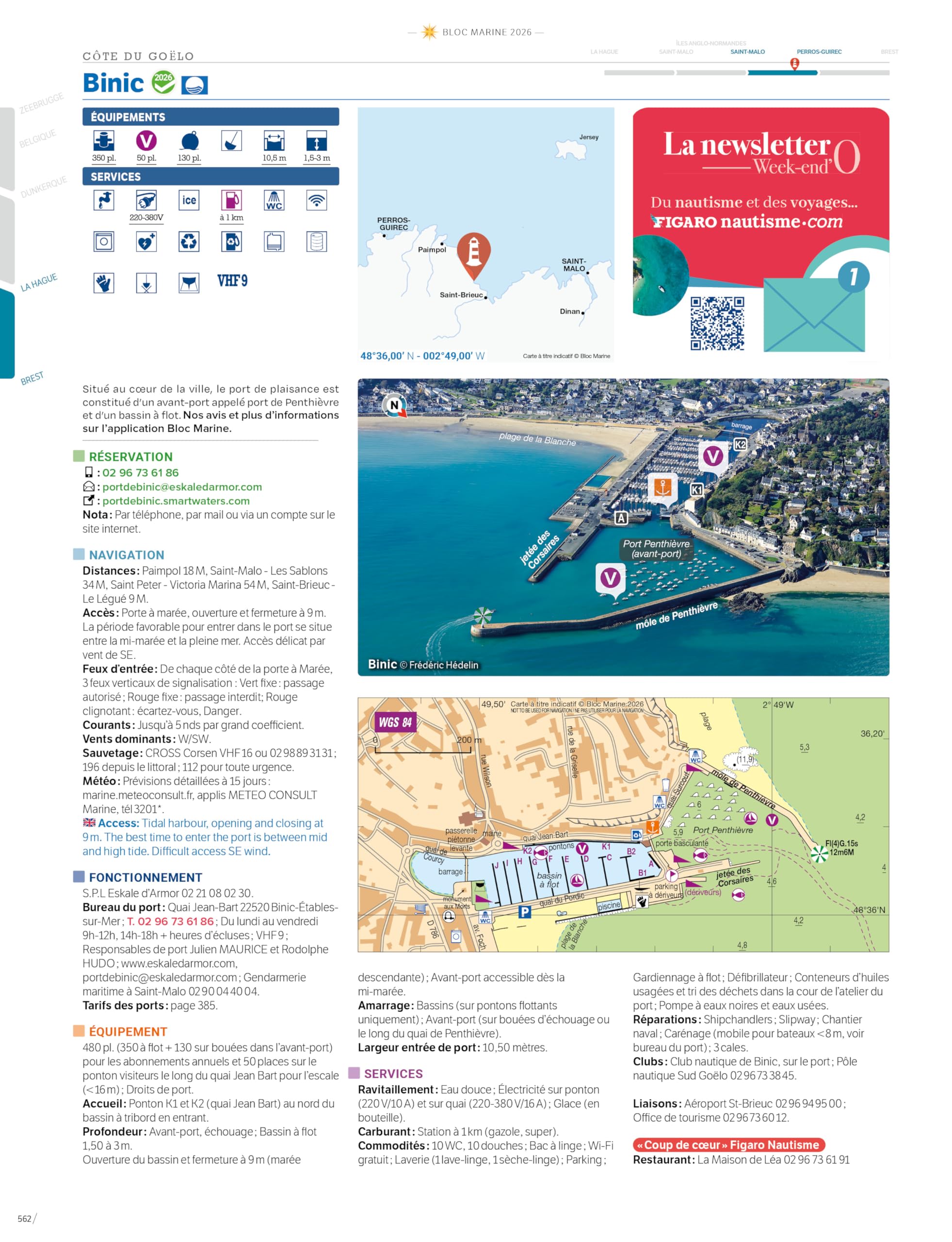 Bloc Marine 2026 - Manche Atlantique, Guide nautique du plaisancier, cartographie marine et plans des ports