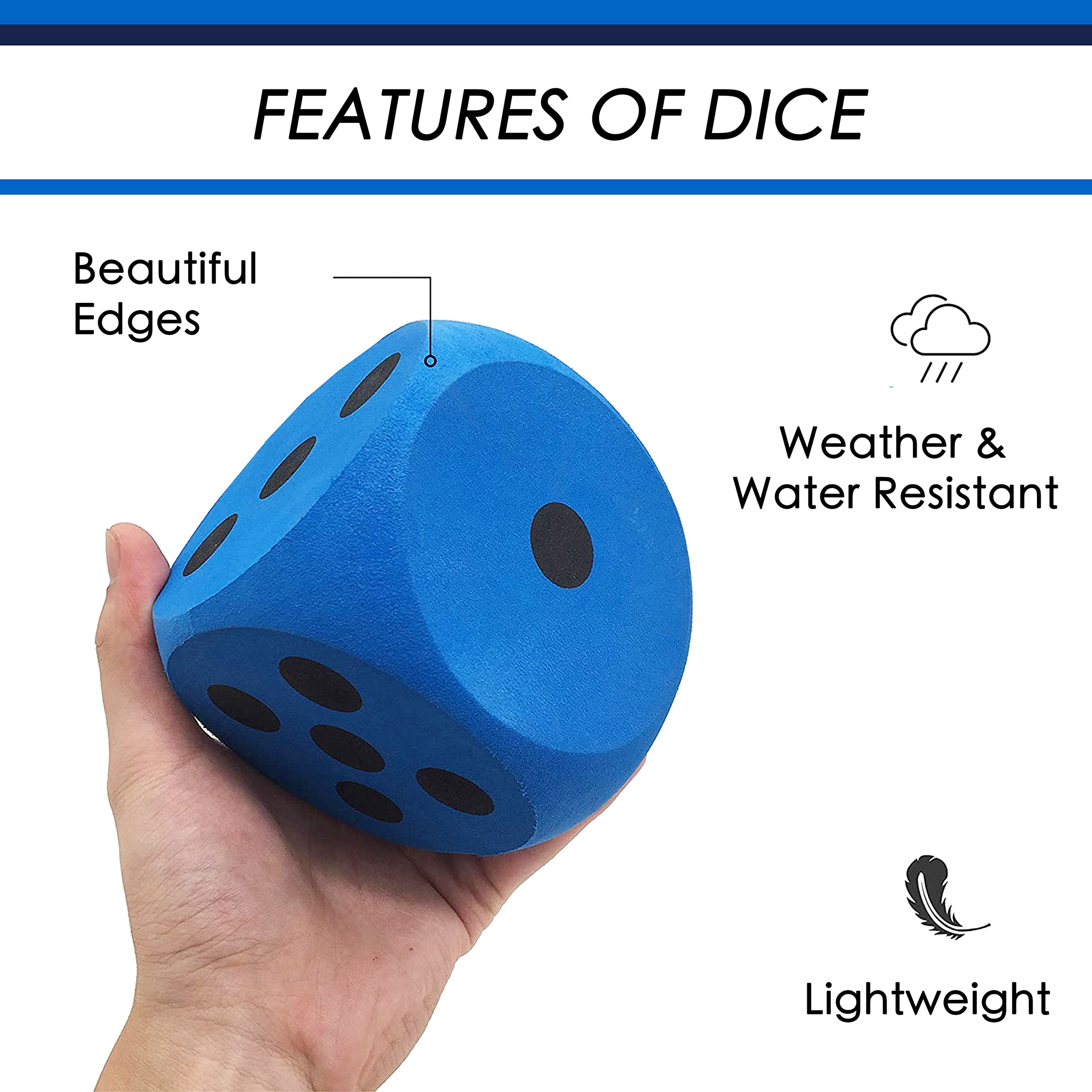 Foam Dice 4 Inches Yard Outdoor Games Set of 6 with Two Game Play with Carry Bag