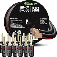 Vista 15 de GEARit Cable de altavoz de calibre 12, cable de altavoz de 20 pies para audio de automóvil, cine en casa, CCA (negro)