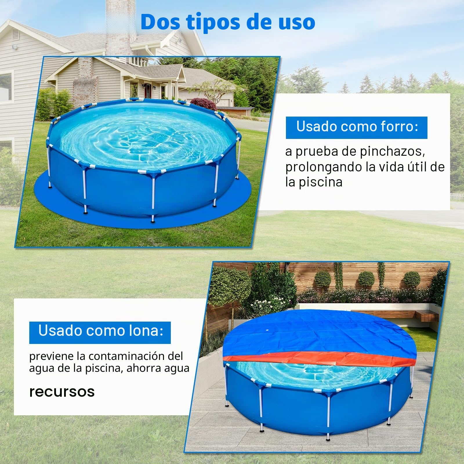 4.6m Alfombrilla de protección para Piscina Redonda, para Piscinas Planas, protección de Piscinas sobre el Suelo | Base redonda adecuada para piscinas planas sobre el suelo, protección resistente al desgarro
