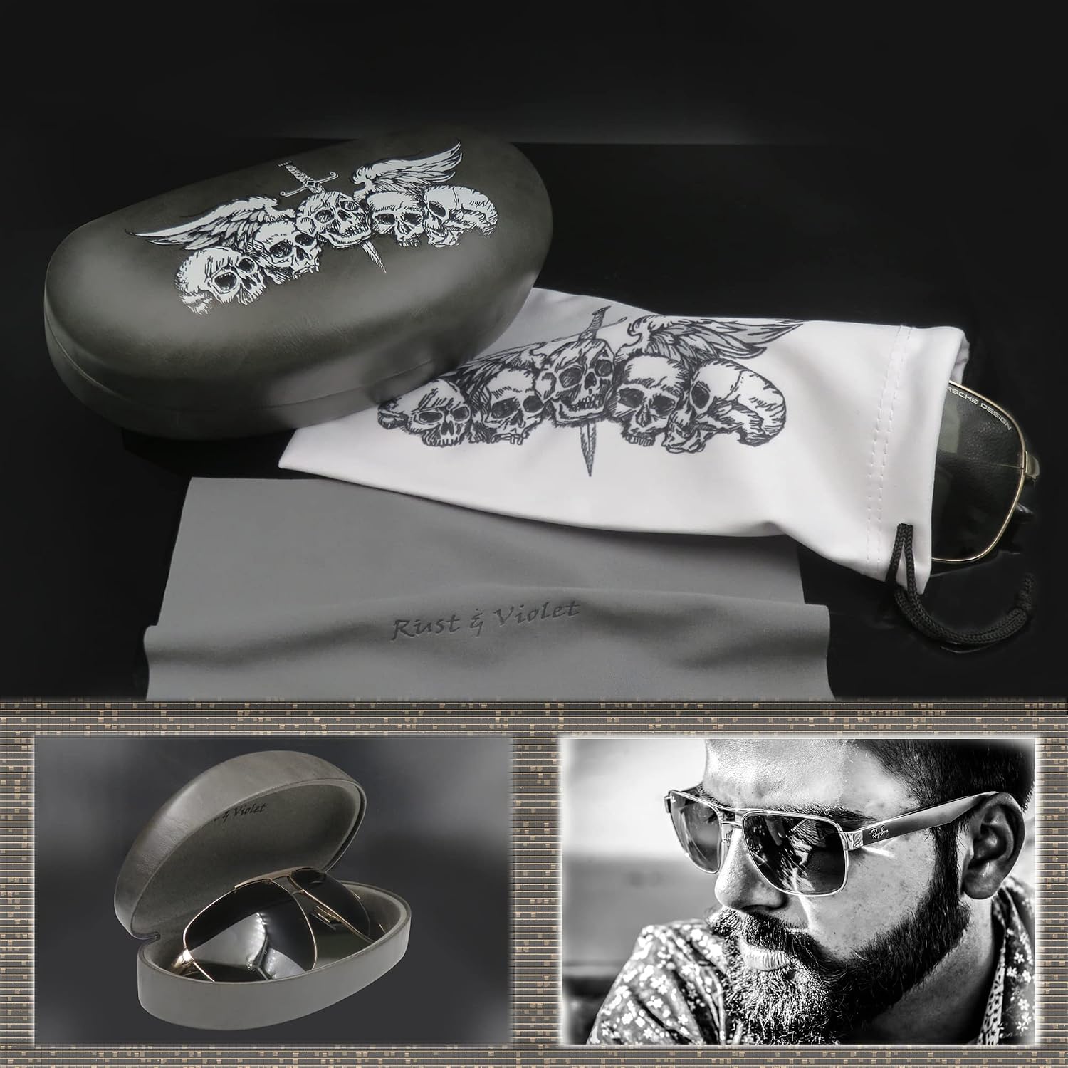 MyEyeglassCase Hard Sunglasses case - Women Glasses Case Holder - Large Durable Eyeglass Case Hard Shell with Pouch & Cloth image 4