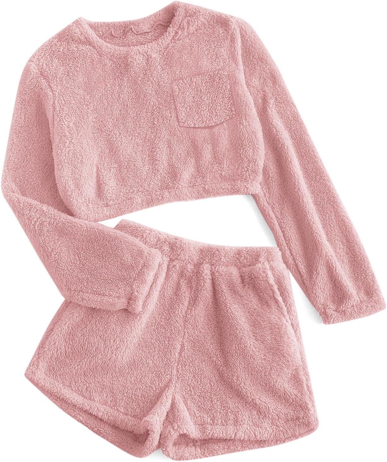 Mafulus Girls Pants Sets Two Pieces Kids Comfy Lightweight Long Sleeve Fleece Sets with Pockets