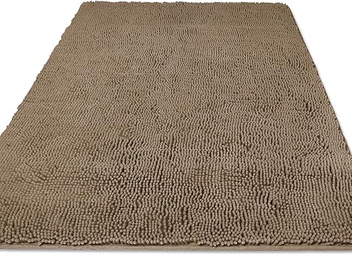 Miniatura 114 de Yeaban Alfombras de baño gris oscuro – Gruesas alfombras de baño de chenilla | Alfombras de baño absorbentes y lavables antideslizantes, alfombras