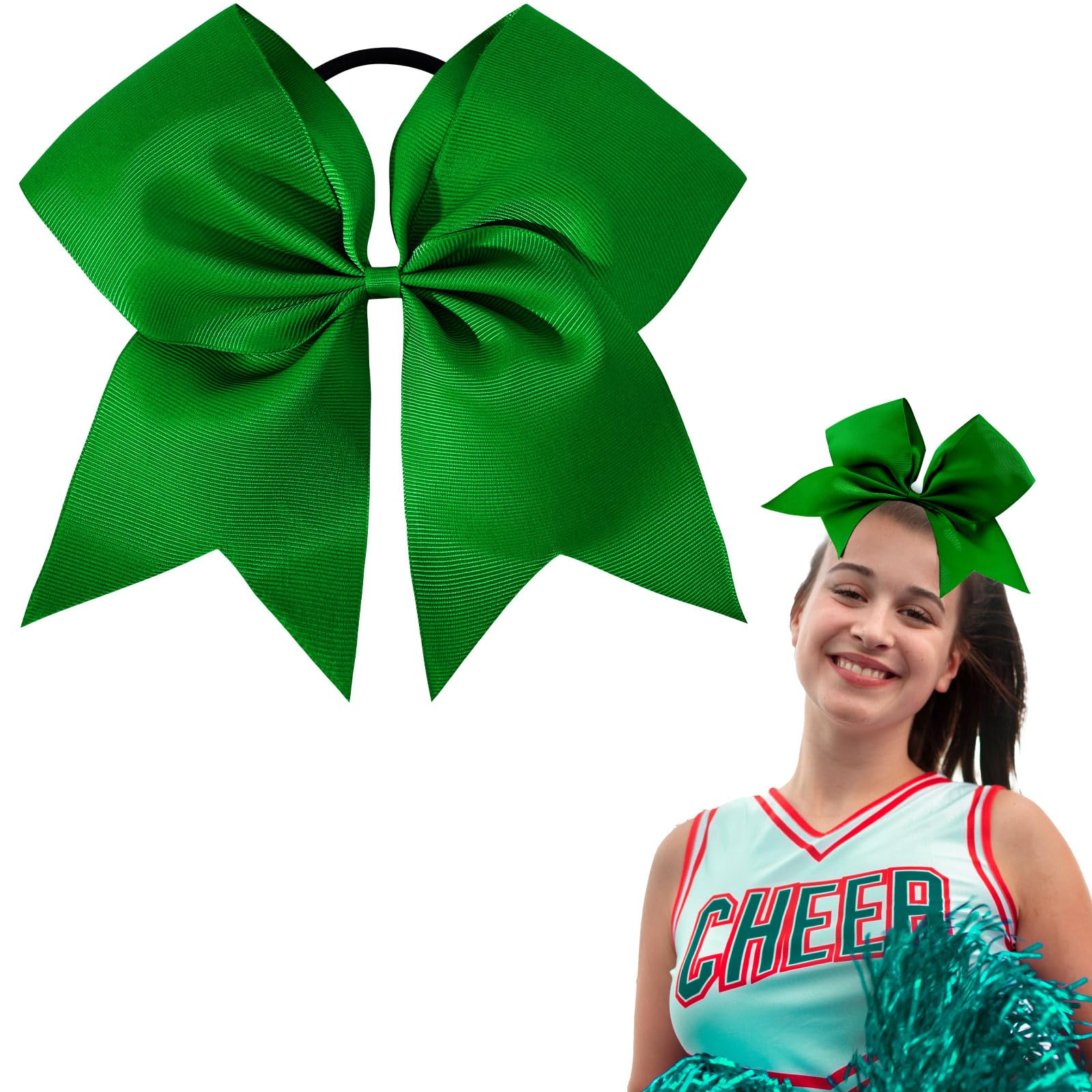 Oaoleer 8inch Jumbo Large Cheer Bows Ponytail Holder Elastic Band Handmade Boutique Hair Accessories for Cheerleading Teen Girls College Women Sports