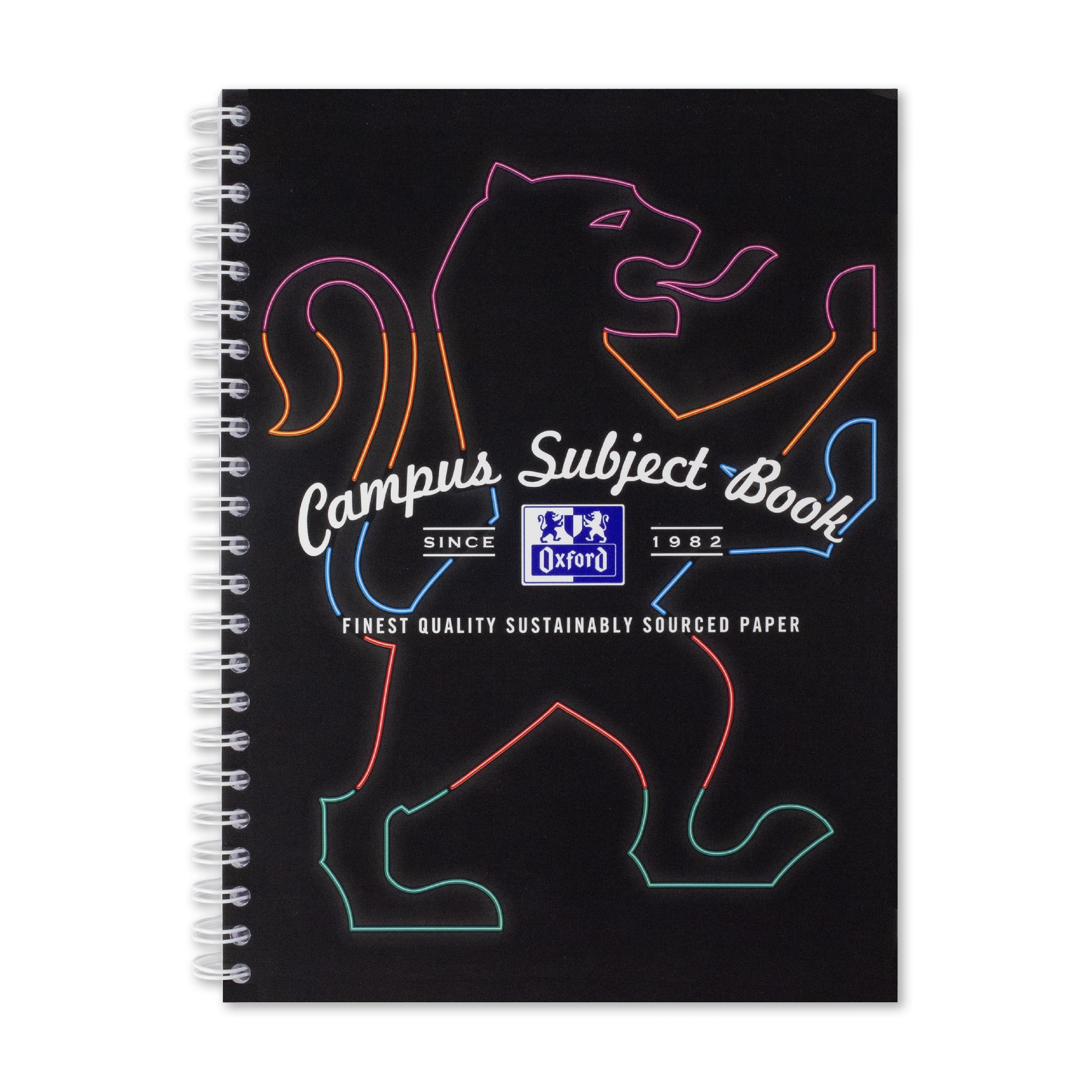 Campus A4 Subject Notebook with Digital Dividers, Wirebound, 8 mm Lined with Margin, 160 Pages, Pack of 1, Optik Paper+, Black