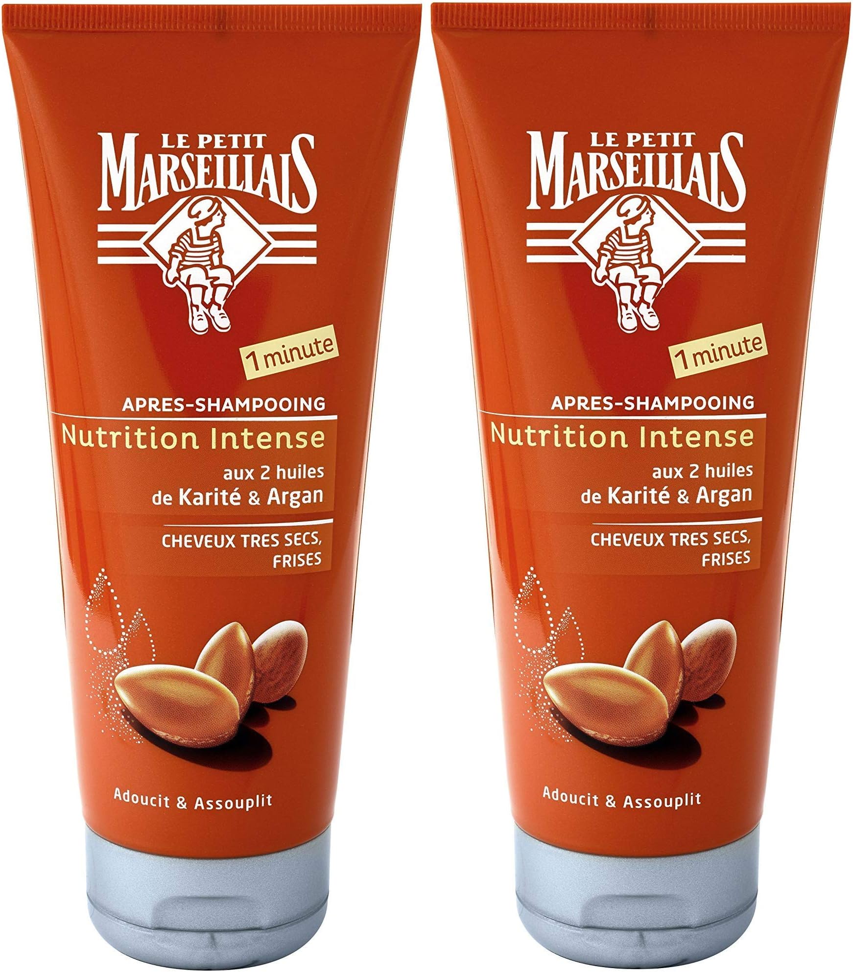 Le Petit Marseillais Intensive Nutrition Conditioner Argan and Shea Oil Very Dry to Frizzy Hair 200 ml Pack of 2