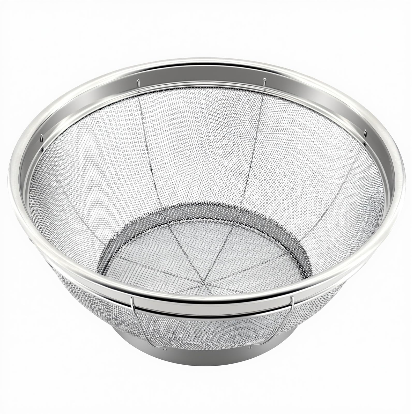 Fine Mesh Strainer for Kitchen, 4 Quart Stainless Steel Colander Bowl for Pasta, Rice, Fruit, Metal Net Baskets with Resting Base - Strain, Drain, Rinse