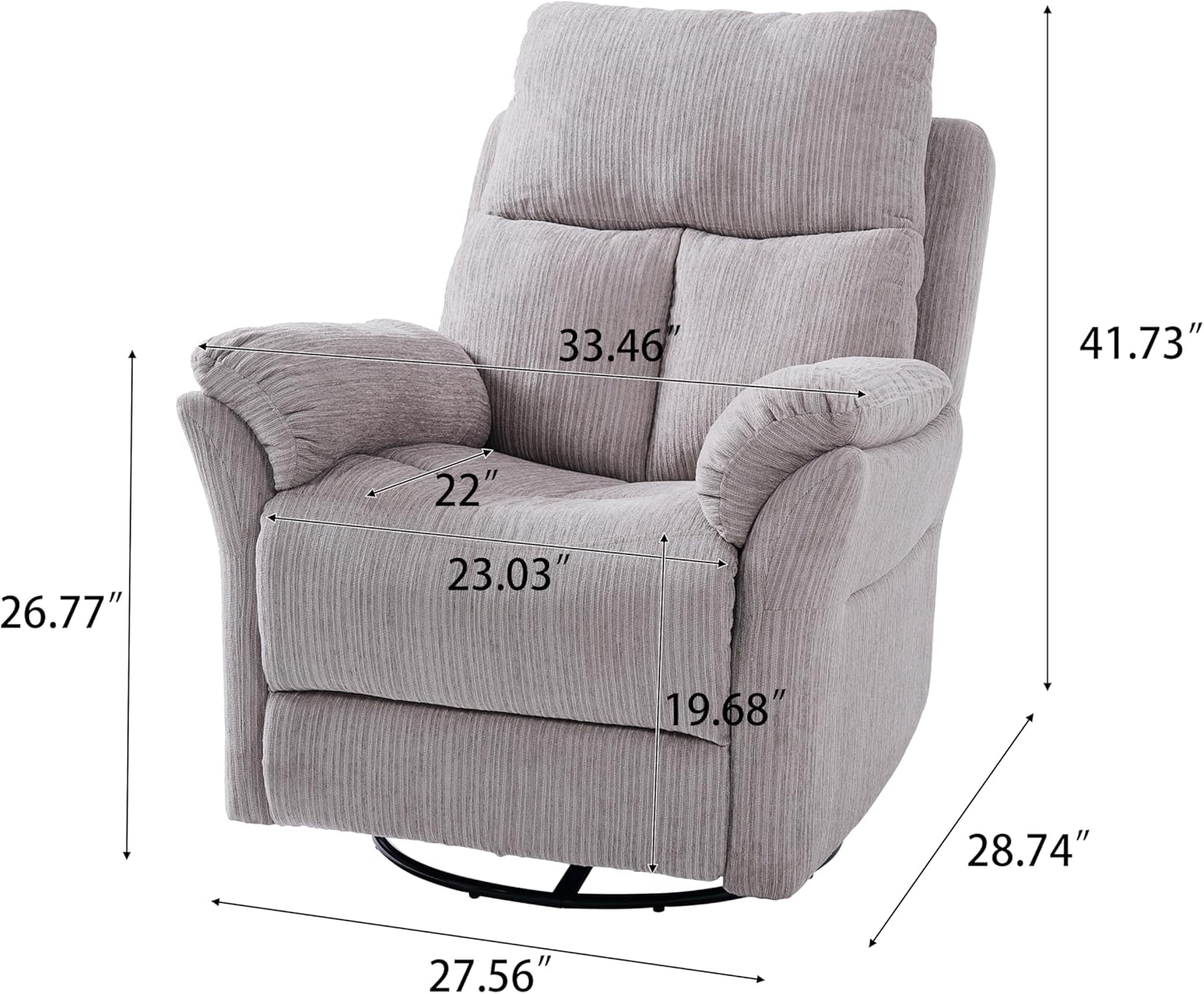 oversized rocker recliner chair, manual swivel rocking recliners with adjustable backrest footrest for adults, 360° swivel lazy boy recliner chairs for living room, reading, bedroom, beige beige-l