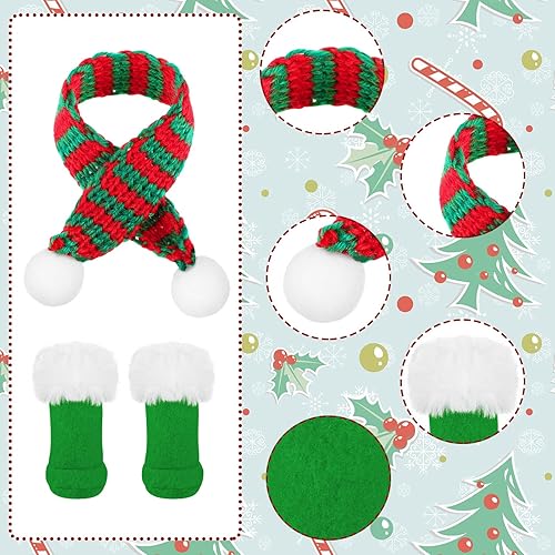 Miniatura 5 de Bencailor 9 piezas de ropa de muñeca elfo de Navidad de 8 pulgadas, conjunto de accesorios de elfo, incluye suéter de Papá Noel, zapatos, botas de