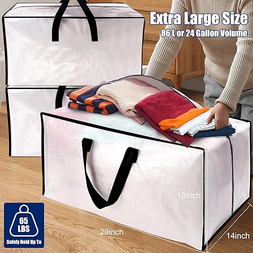 Miniatura 6 de Cosy Family Paquete de 4 Bolsas de Mudanza Extra Grandes de Servicio Pesado con Correas de Mochila - Asas y Cremalleras Resistentes, Contenedores de