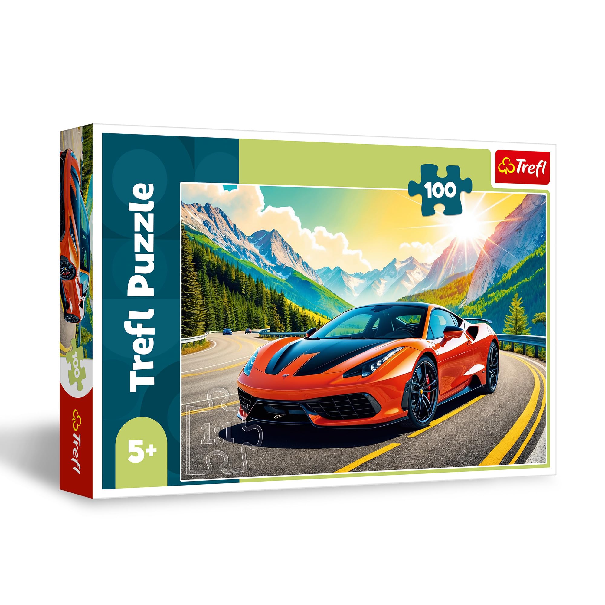 Trefl – Puzzle 100 Pièces – La Course Contre La Montre – Véhicules – Dès 5 Ans – Fabriqué En Pologne