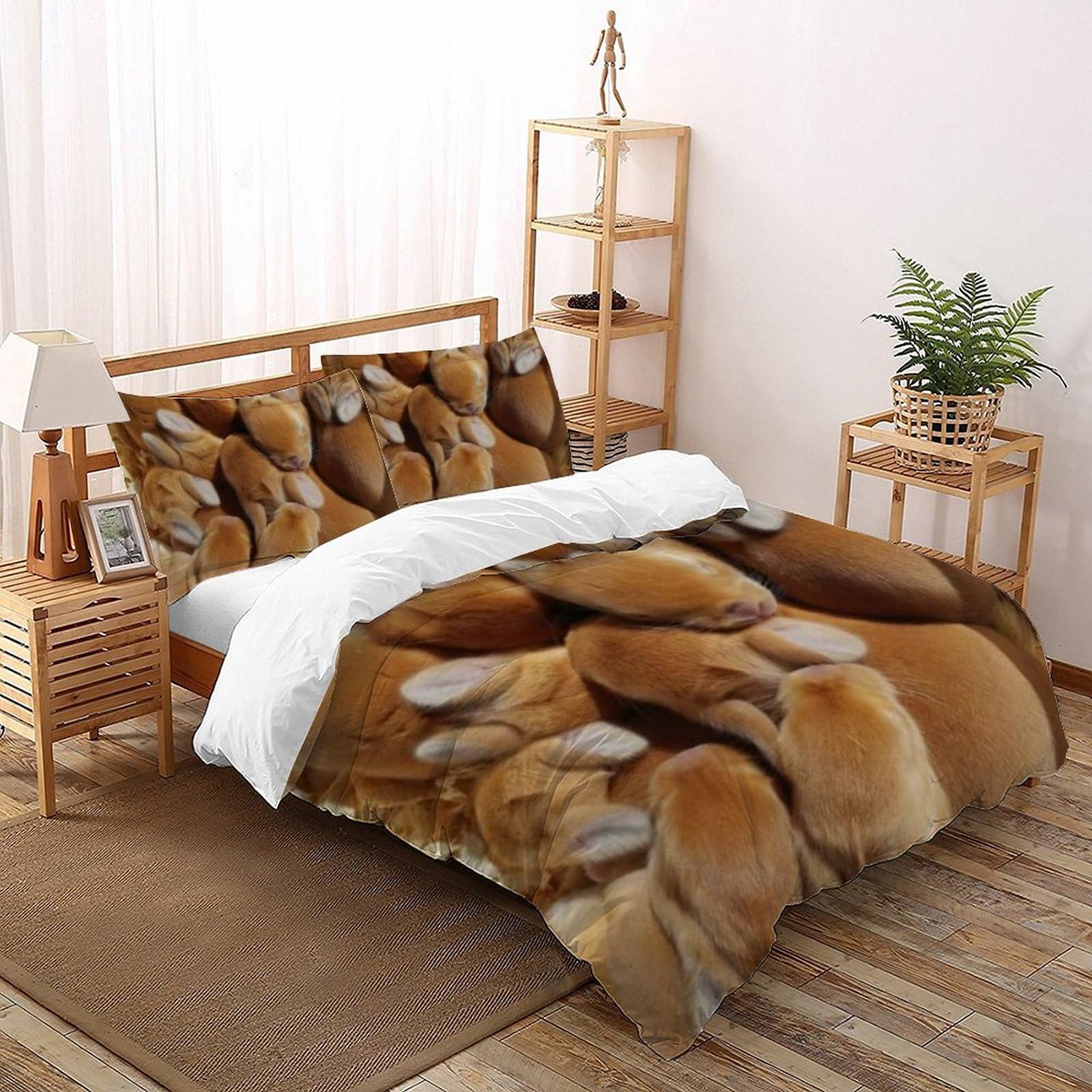 Housse de couette fermeture éclair 260x220 pour enfiler facilement votre couette imprimé lapin