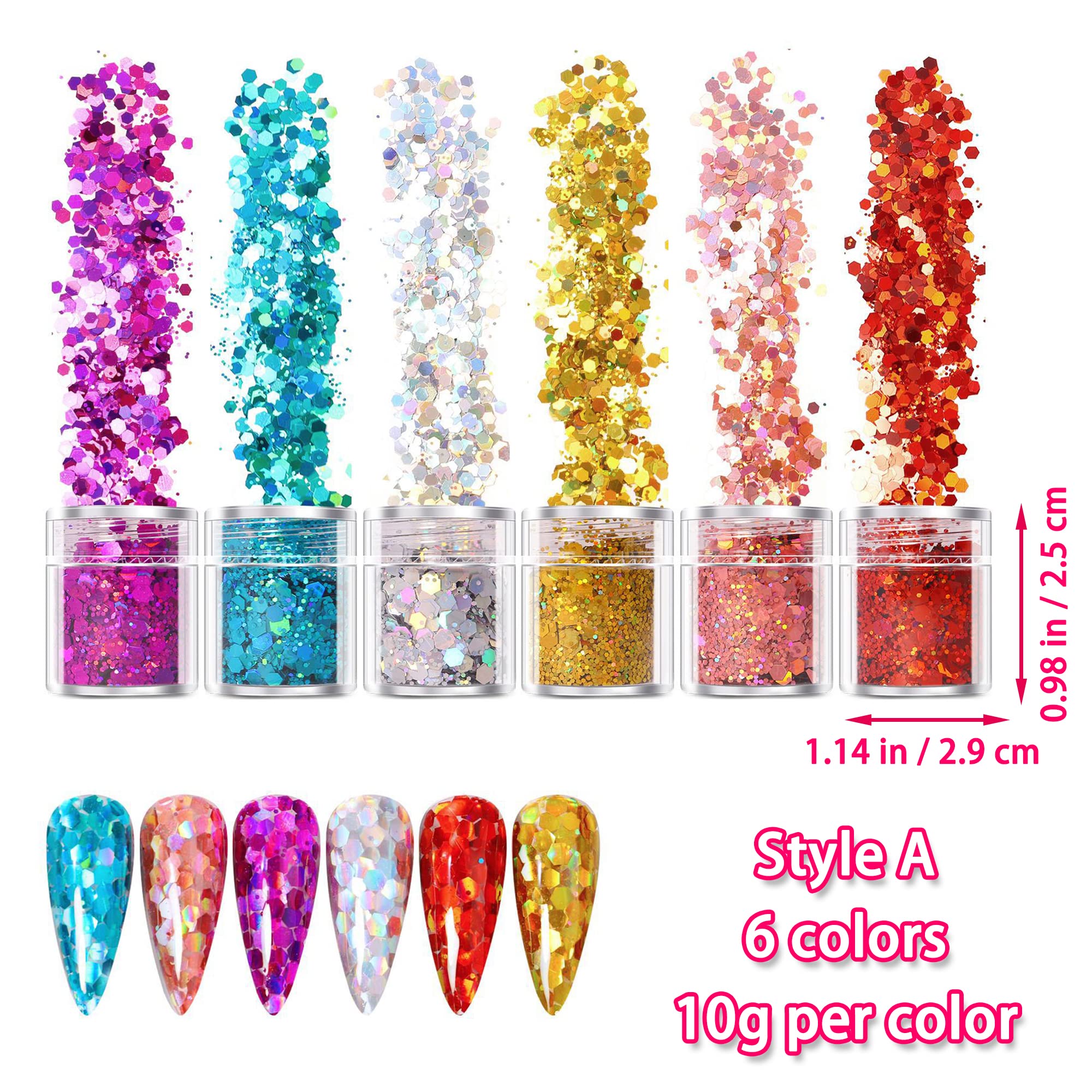 Glitter Set 6x 3g | GL6 | Dekostreu Für Epoxy Gießen Resin Farbe Glitter EP Klar