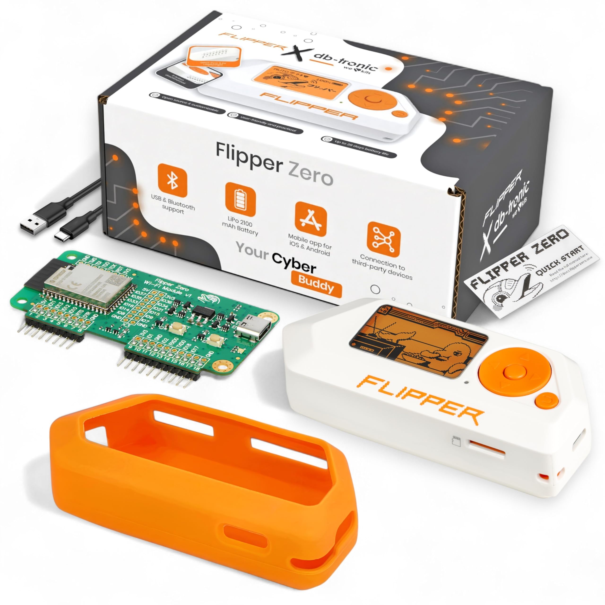 Flipper Zero Starter Set | Flipper Device | WiFi-Board | Silikonhülle
