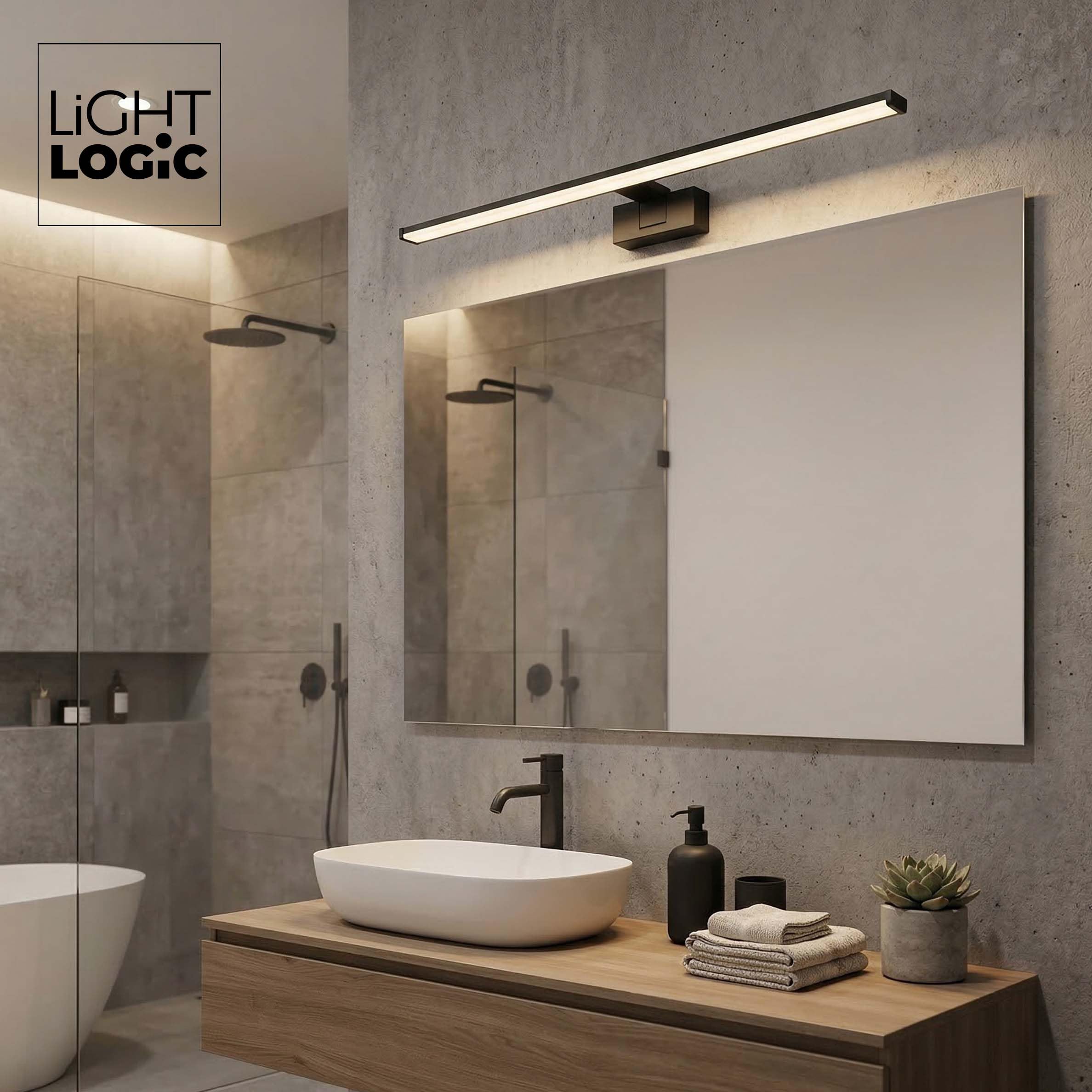 Lampa łazienkowa LL WALL LAMP 15W czarna kinkiet nad lustro 80cm IP44 LED
