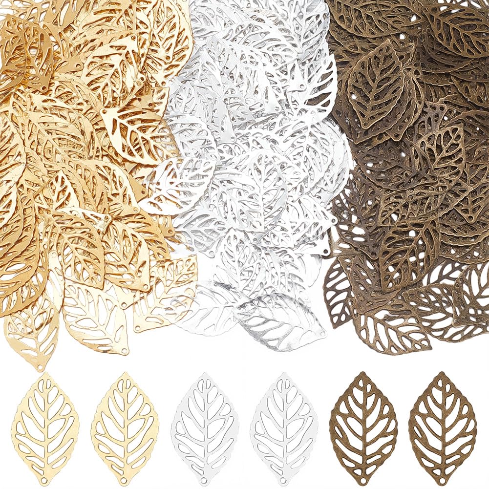 Breloques en filigrane de feuilles bicolores dorées pour création de bijoux raffinés SUNNYCLUE