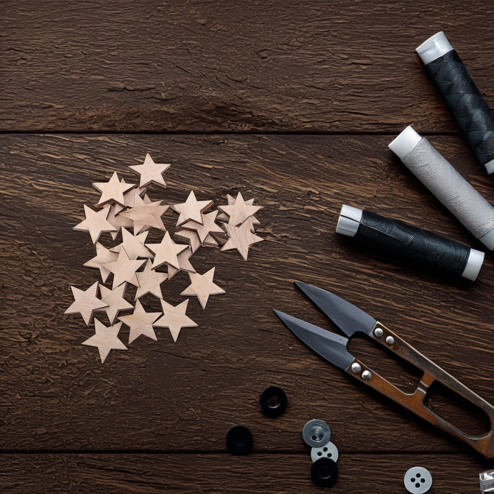 FRCOLOR 125 Pièces Petites Étoiles en Bois pour Loisirs Créatifs DIY