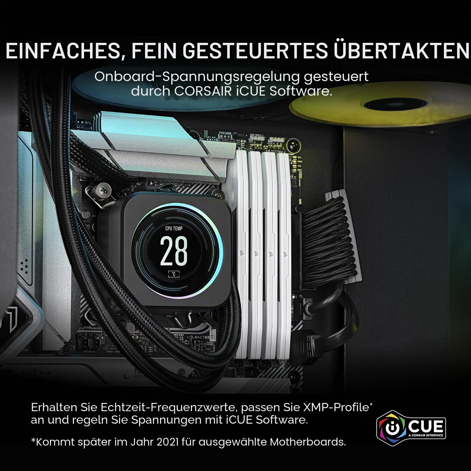 CORSAIR Vengeance DDR5 RAM 32GB (2x16GB) Bis zu 6000MHz CL36 Intel XMP 3.0 Desktop-Arbeitsspeicher – Weiß (CMK32GX5M2E6000C36W)