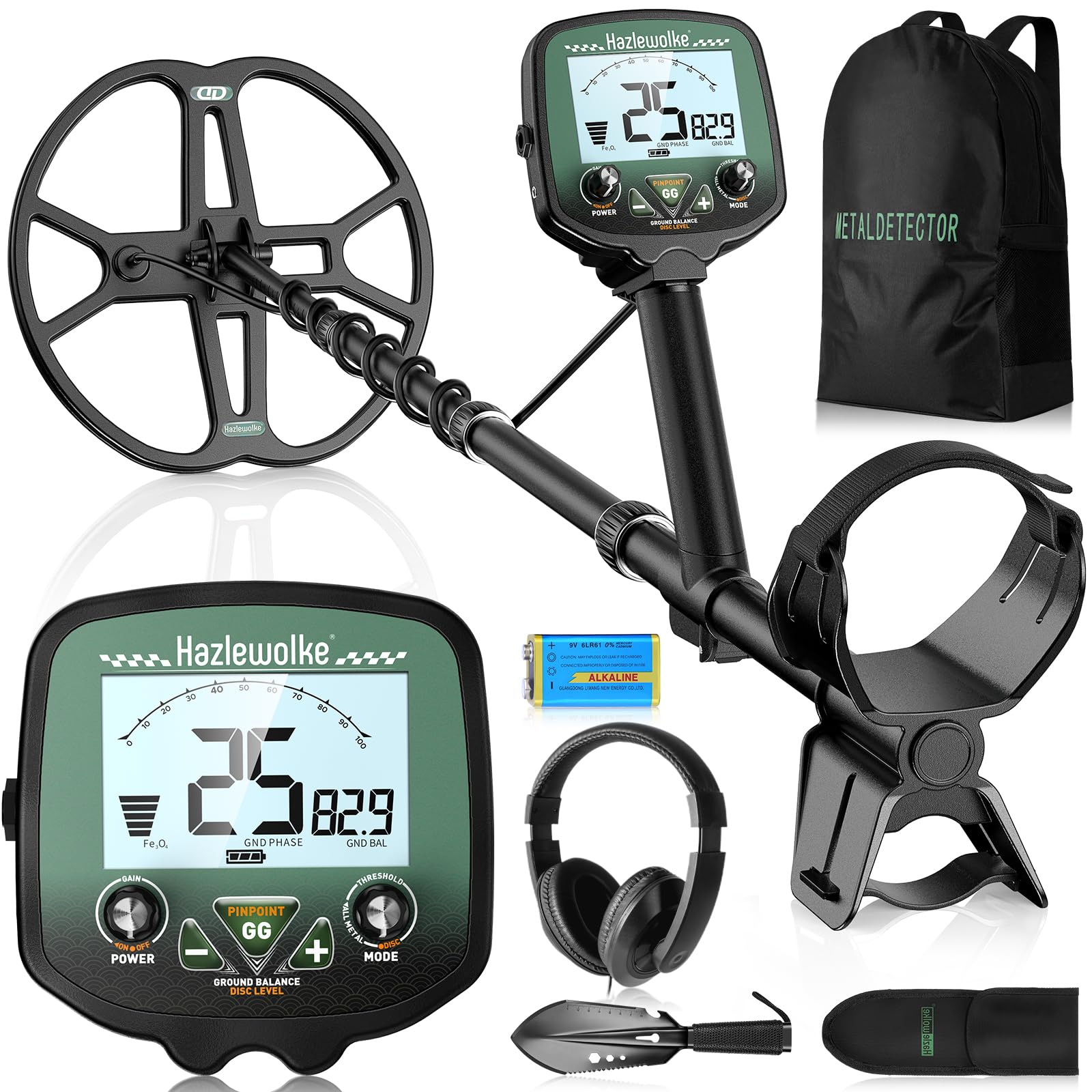 Detector de Metales Profesional con Bobina Doble-D Impermeable 13", Alta Frecuencia 19,23 kHz para Detección de Oro, Balance de Suelo Ajustable Mejorado, 3 Modos de Detección 12'' Profundidad