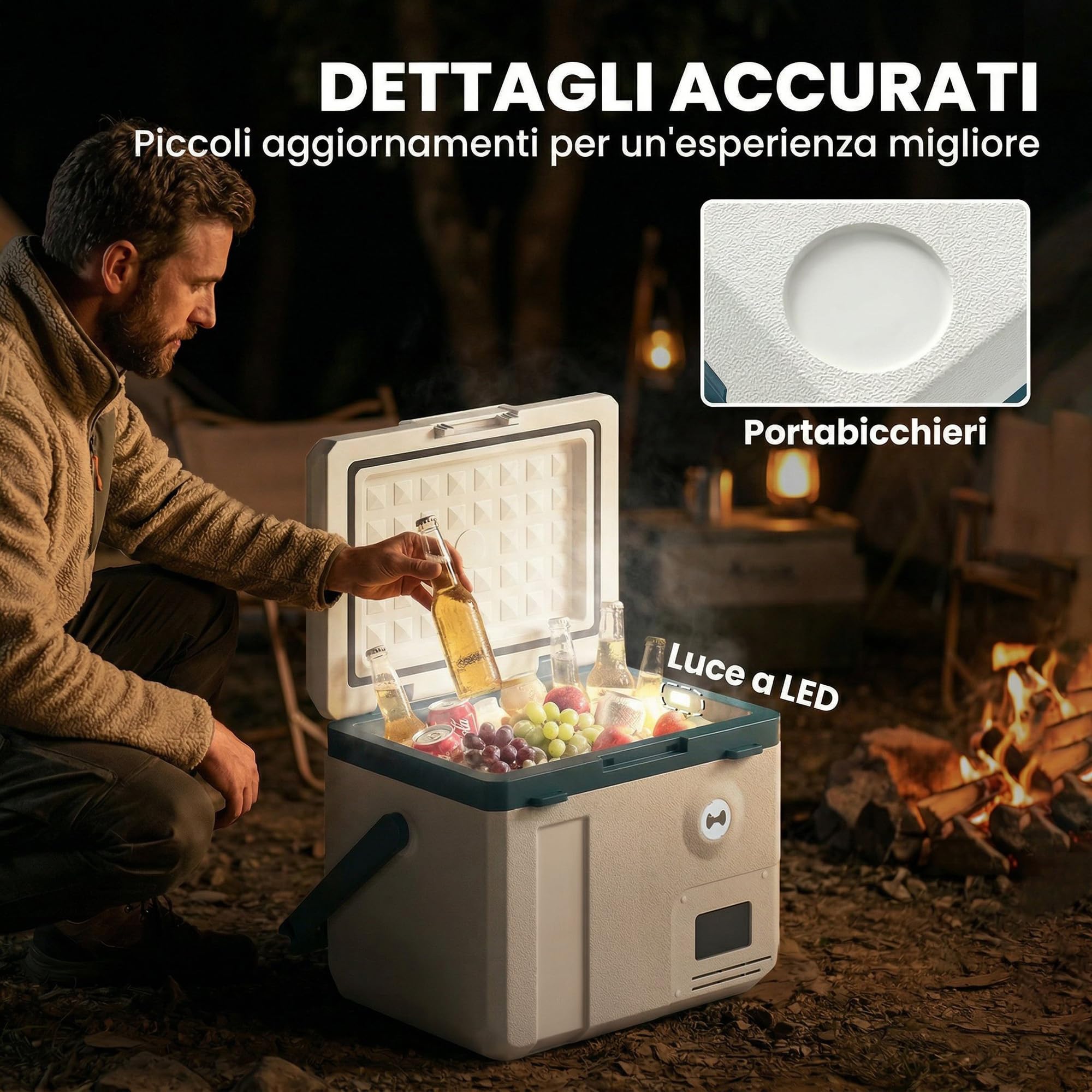 Outsunny Frigorifero Portatile 19L con Compressore, Mini Frigo Elettrico Anti-Shock, APP Bluetooth, 12V/24V/240V, -20°C a 20°C