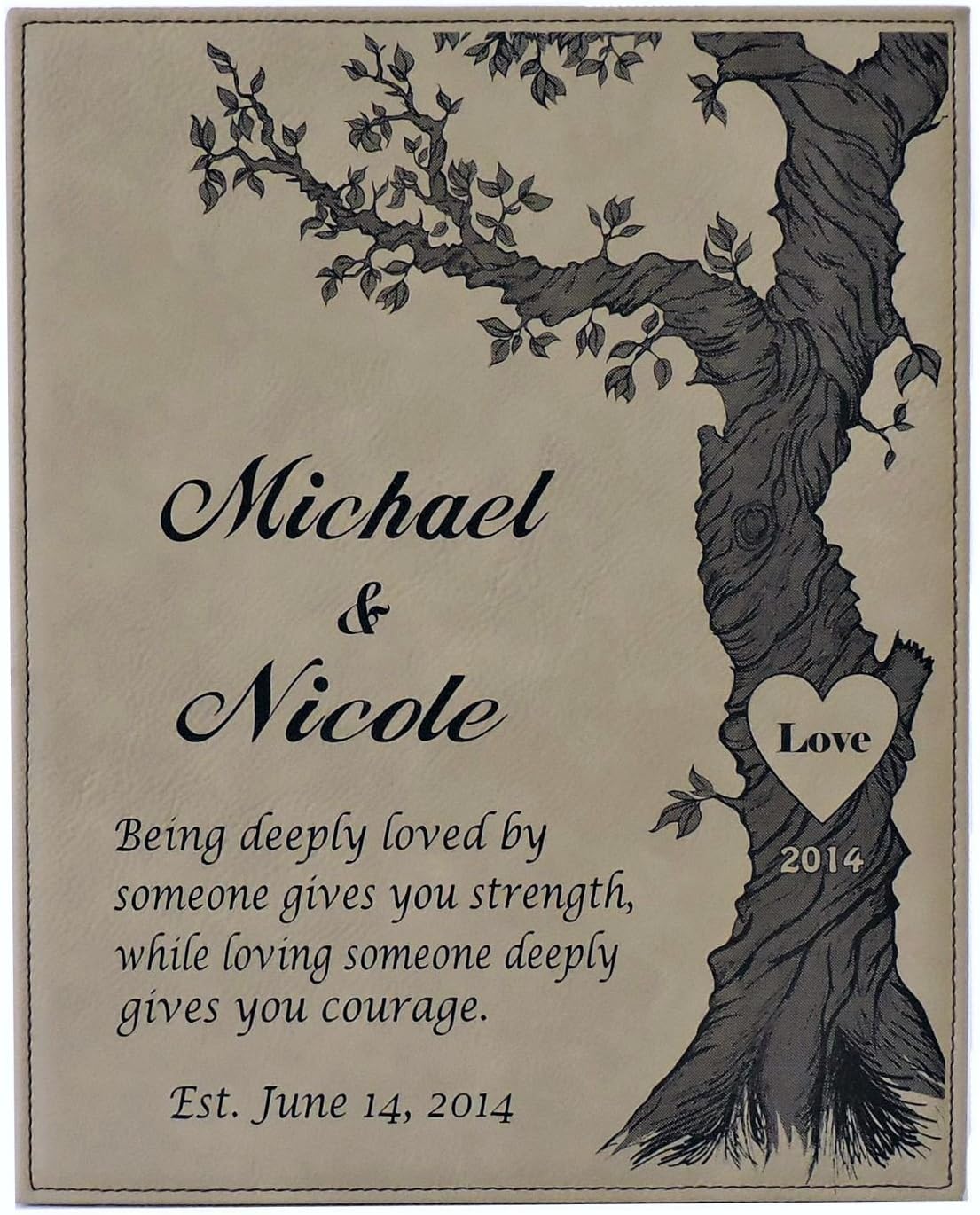 Forever Me Gifts 3rd Anniversary Tan Leather Personalized Poem and Wedding Date