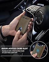 Vista 3 de SERMAN BRANDS - Billetera sencilla de cuero genuino con bloqueo RFID para hombre, billetera delgada con bolsillo frontal y clip para dinero