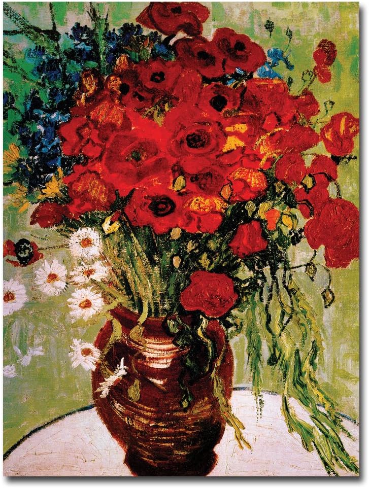 Trademark Fine Art Daisie & Poppies by Vincent Van Gogh, 24x32-Inch