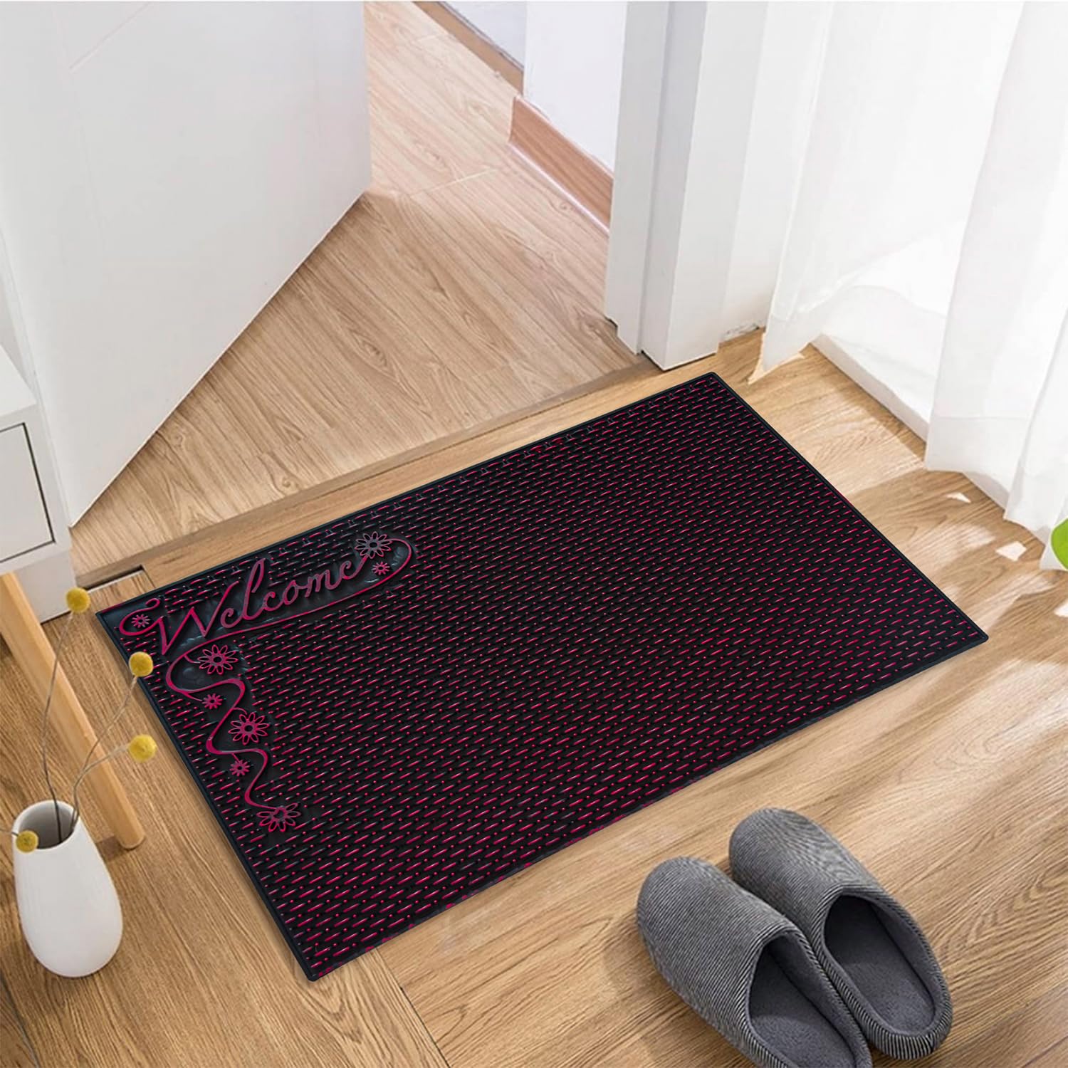 Kuber Industries Door Mat | Rubber Mud Trapper Mat | Welcome Mat | Floor mat | Door Mat for Home Entrance | Bathroom Mat | Entry Way Doormat | Black & Maroon (B0CHRMQDZH) Amazon Price History, Amazon Price Tracker