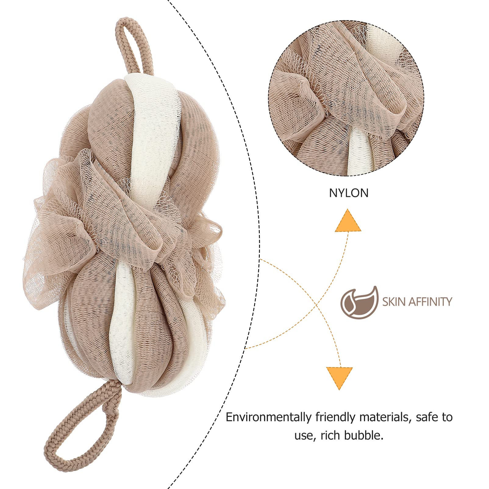 2 szt. Powrót Scrubber gąbka do kąpieli rozciągliwa siatkowa pufa Loofahs piłka prysznicowa pasek złuszczający ciało dla kobiet mężczyzn (szary) (khaki)