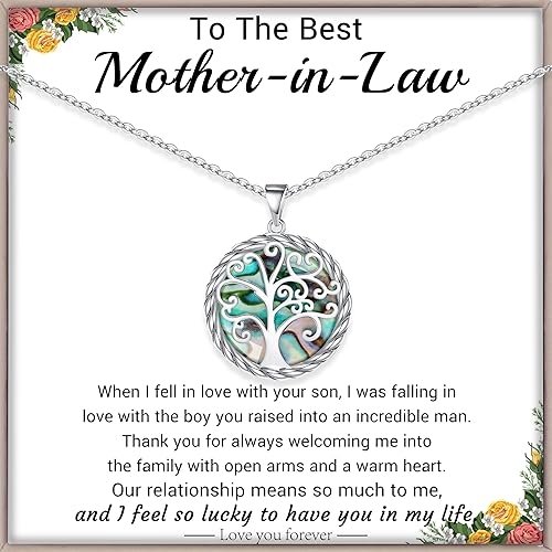 Christmas Gifts for Women Tree of Life Necklace for Women Birthday Gifts for Her Stocking Stuffers Pendant Necklace with Shell Tree Mothers Day Gift for Mom Grandma Wife Daughter Anniversary Christmas Jewelry