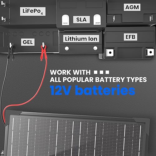 Miniatura 2 de POWOXI Cargador de batería solar de 20 W, 12 V, panel solar, mantenedor de goteo + controlador MPPT 8A mejorado+estante ajustable con protector de