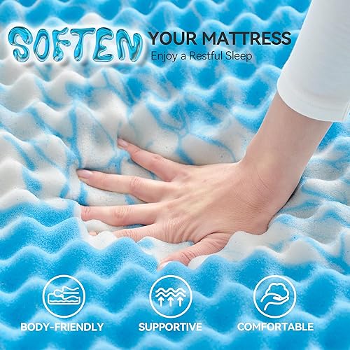 Miniatura 5 de SINWEEK Cubrecolchón de Espuma Viscoelástica con Relieve de Huevera de 2 Pulgadas Tamaño Individual, Almohadilla de Colchón Suave para Alivio del