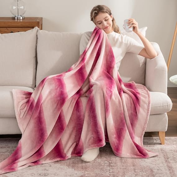 Berkshire Blanket-Classic Heavyweight Soft Printed VelvetLoft Plush Throw Blanket, Cozy and Fuzzy, Purple Pitch, 50in x 70in