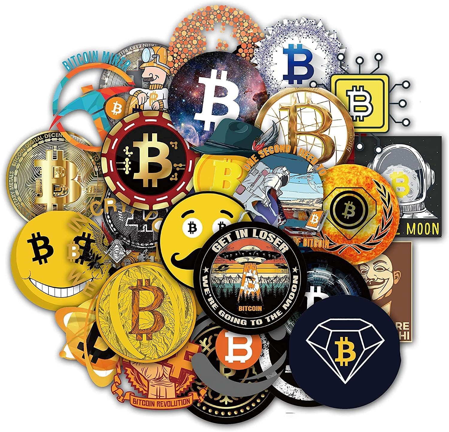 Amazon.co.jp: 50枚 ビットコインステッカーセット デジタルコイン防水シール スーツケース バイク ヘルメットなど適用 :  文房具・オフィス用品