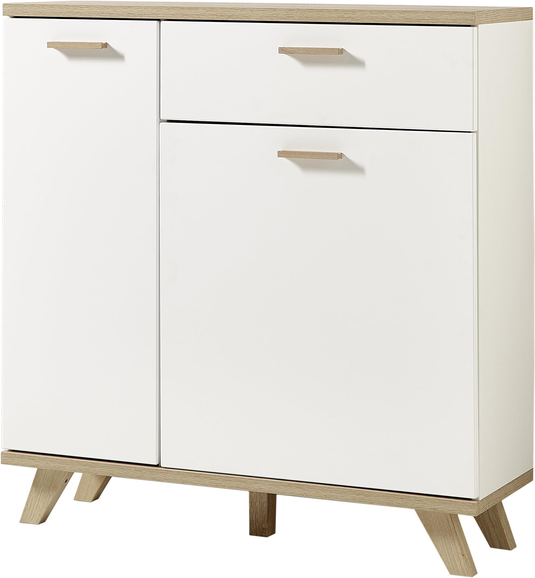 Germania Shoe Cabinet, White/Sanremo-Oak repro, 98x35x103 cm