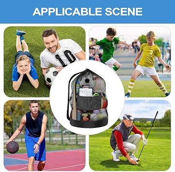 Soccer Bag - Drawstring Backpack | Gym Bag | Heavy Duty Large Capacity Football Net | Cloth Beach Football School Picnic Volleyball Park Sports Outdoor Recreation Accessories