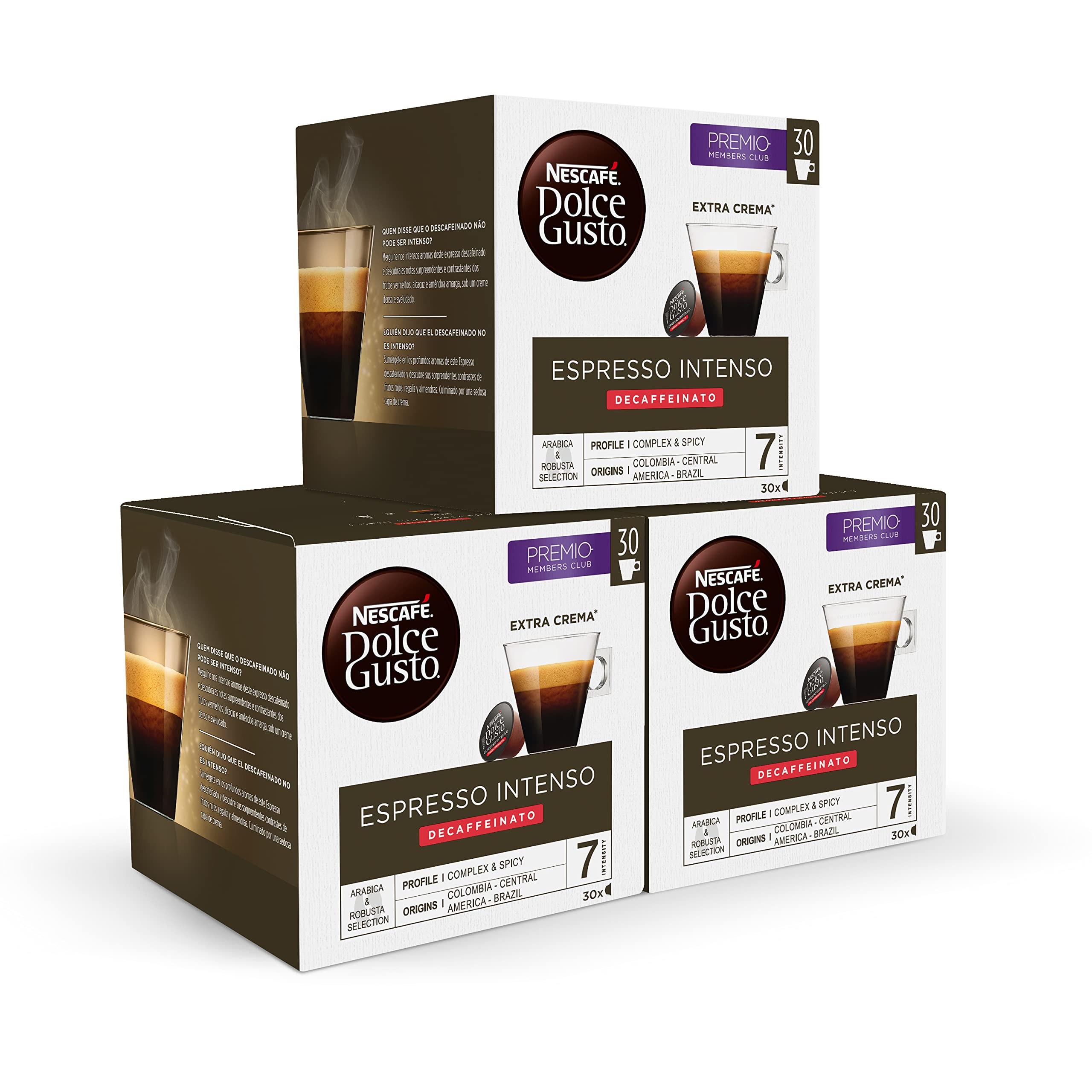 Nescafé Dolce Gusto Espresso Intenso Descafeinado - Packs de cápsulas 3x30 y 3x16 - Total: 90 cápsulas