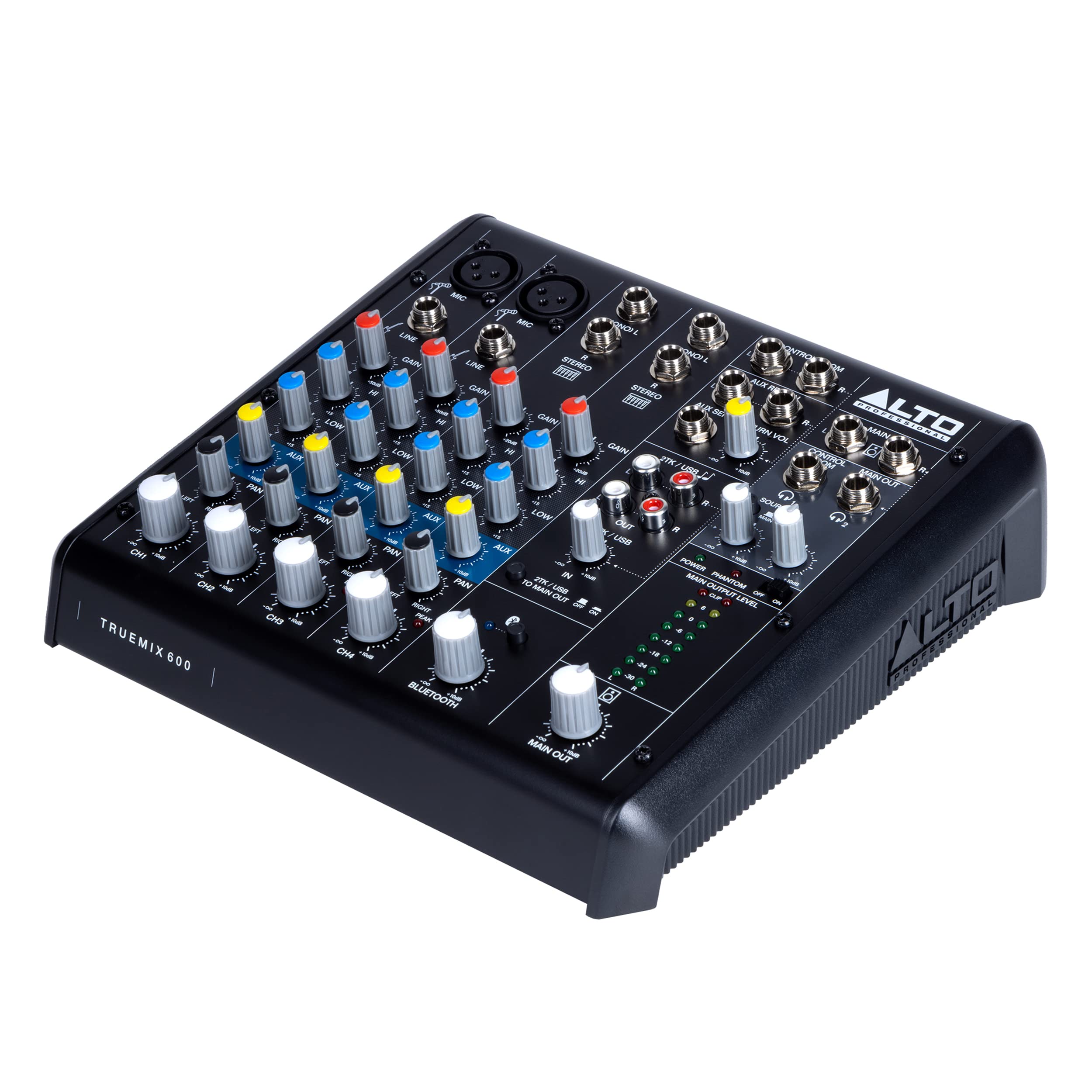 ALTO TrueMix 600 Mixeur Audio avec 2 Entrées Micro XLR, Interface Audio USB et Bluetooth Pour les Podcasts, Concerts, Enregistrements, DJ, Mac et Windows