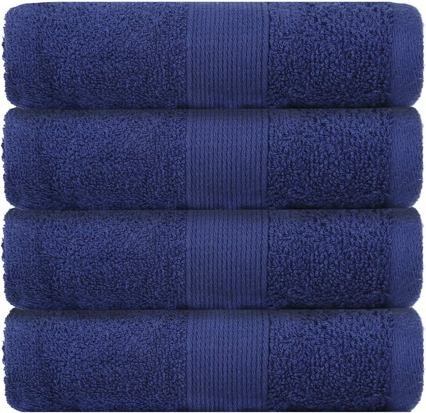 Pack 4 Navy Blue Hand Towels for Bathroom Kitchen 71 x 41 Cm Pure