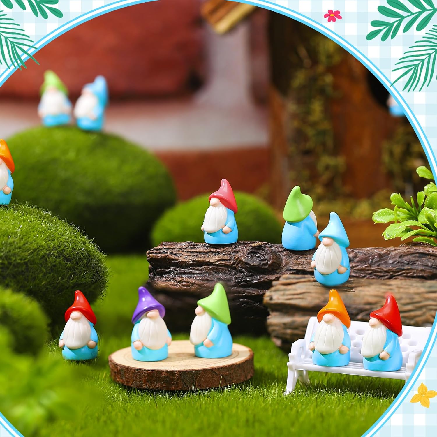 Wonderjune Mini Resin Gnomes Bulk Tiny Fairy Statues Small Gnomes Miniature Figurines for Landscape Outdoor Patio Yard Lawn Indoor Plant Pots Fairy Decor(120 Pcs,Mini Resin Dwarf)